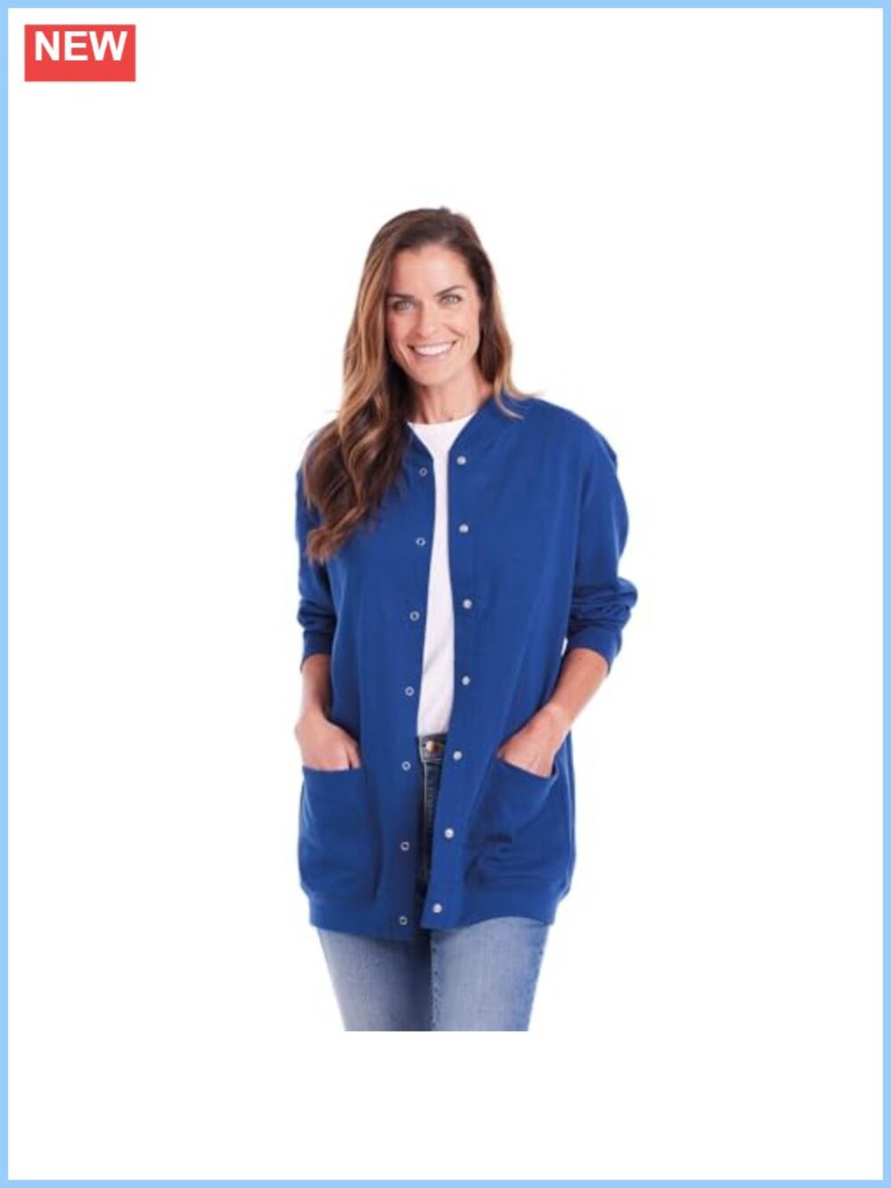Womens Fleece Snap Front Cardigan Sweatshirt Jacket with Pockets